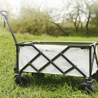 Adjustable Handle Camping Folding Wagon 4 Wheels 150 Lbs Capacity Double layer