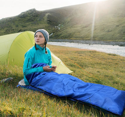 Rectangular Structure Camping Sleeping Bag Polyester Fiber For Adults
