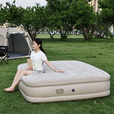 PVC giường cắm trại bơm hơi với cao và dày dặn Flocking bếp bơm hơi tự động