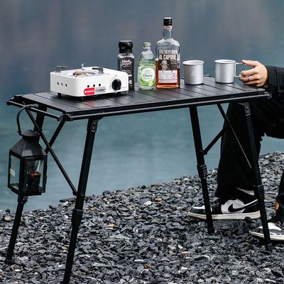 Outdoor Camping Aluminum Alloy Folding Egg Roll Table Sleek And Minimalistic
