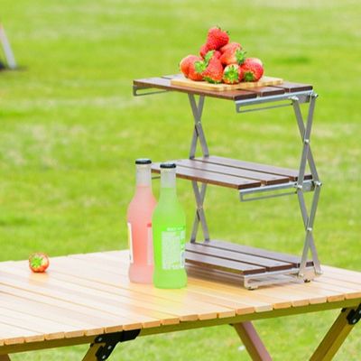 Portable Outdoor Desktop Folding Shelves For Camping Multi Layer Storage Racks