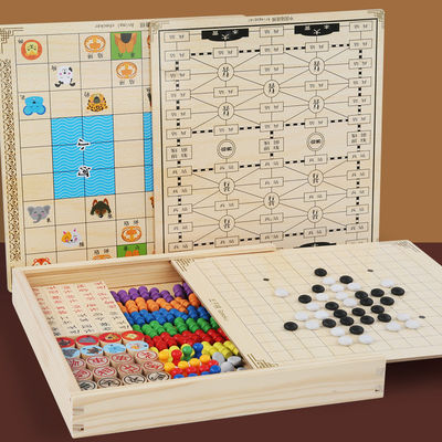 Wooden Multifunctional Game Chess Checkers Flying Chess Gomoku