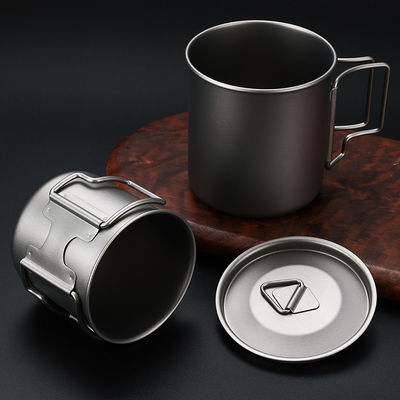 Pure Titanium Cup With Lid Outdoor Mug Camping Folding Cup