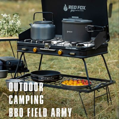 Kırmızı Tilki Kamp Barbekü Grill Pro Güçlü İşlevlerle Açık Hava Yemekleri